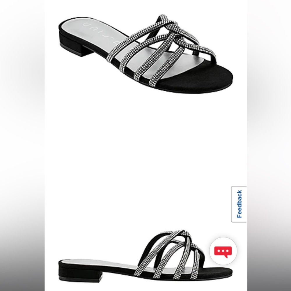 NIB Unisa Tazz Rhinestone Slide Sandals in Black Size 8.5
